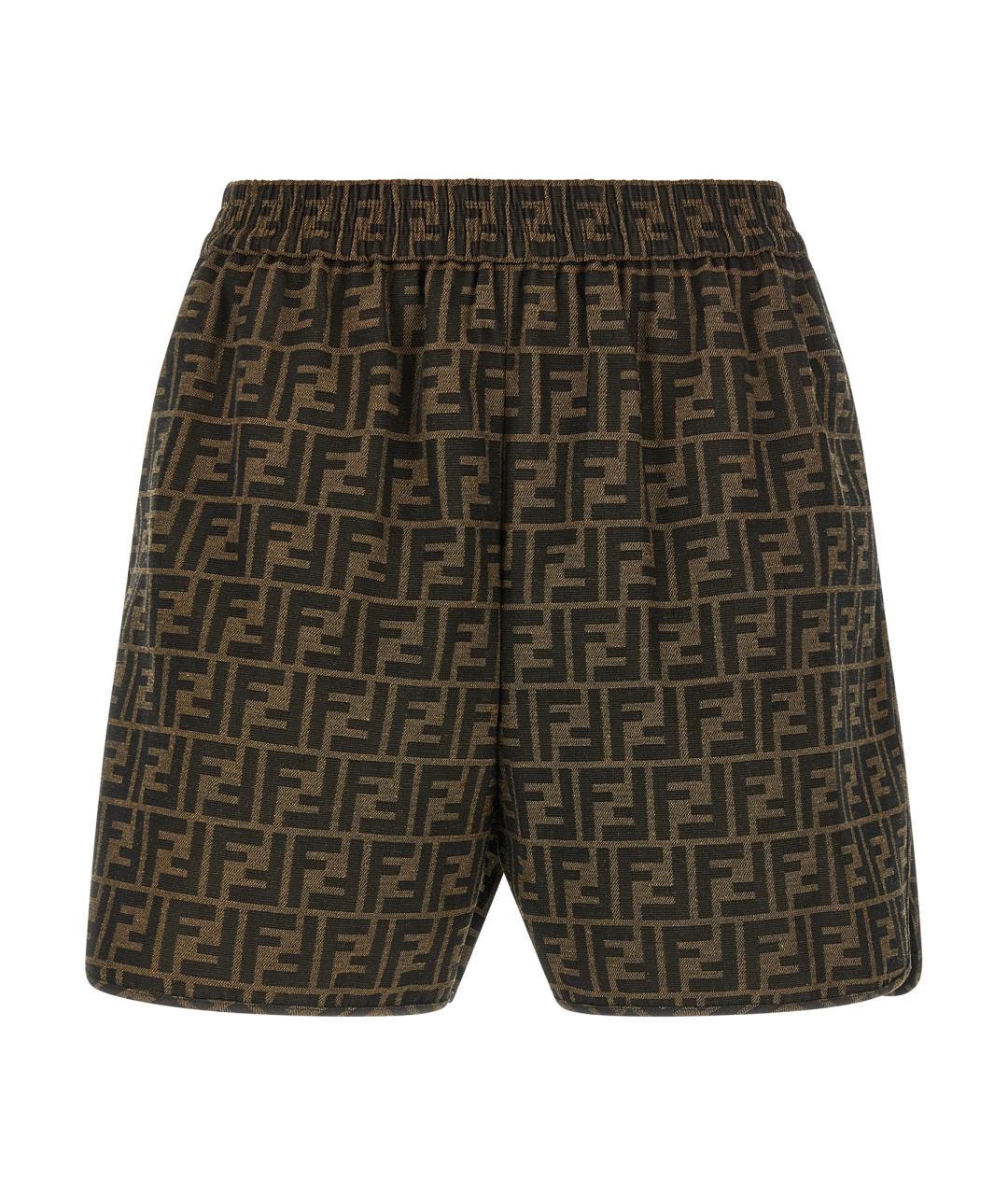 FENDI Коричневые полиэстеровые шорты, фото 1