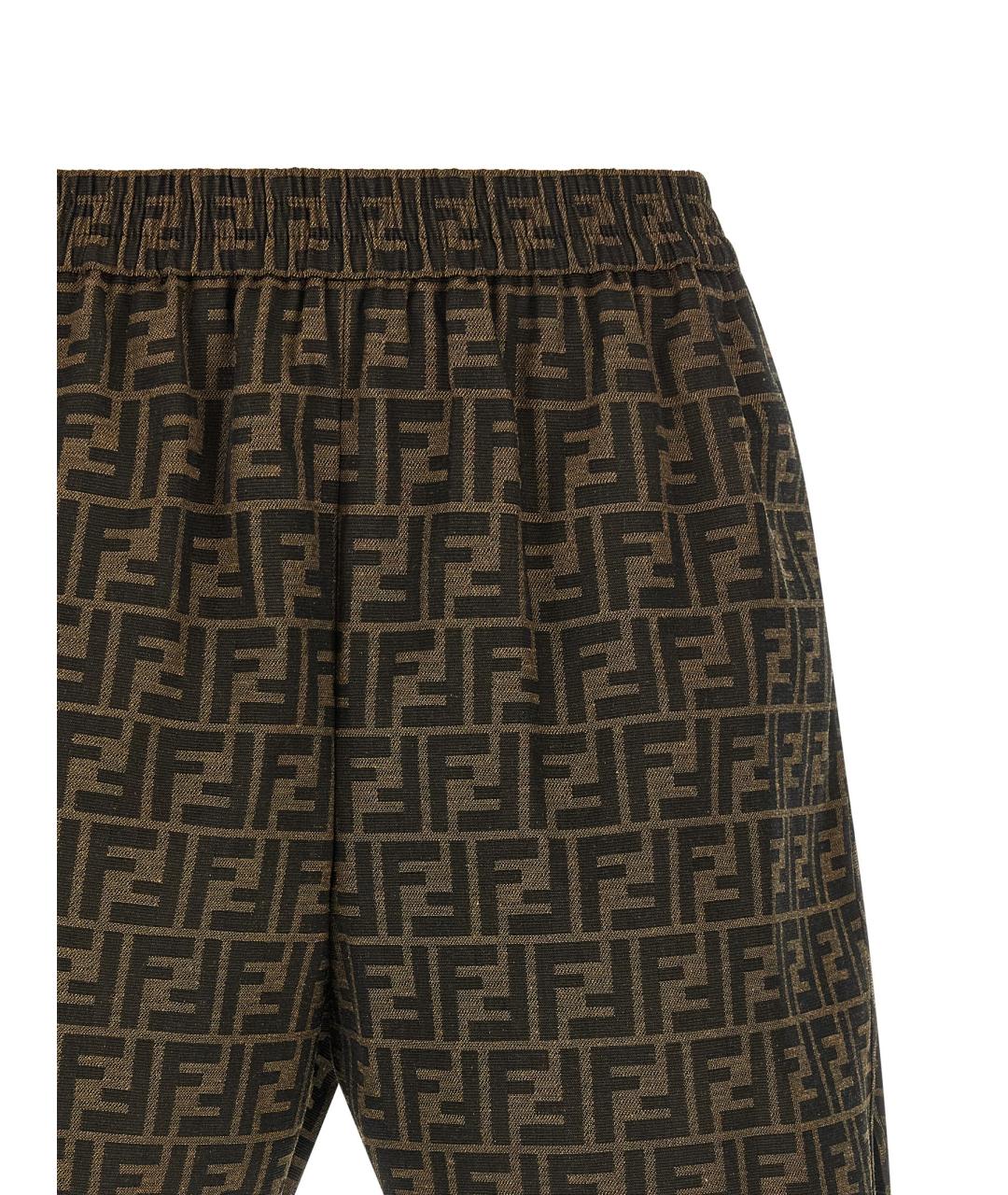 FENDI Коричневые полиэстеровые шорты, фото 3