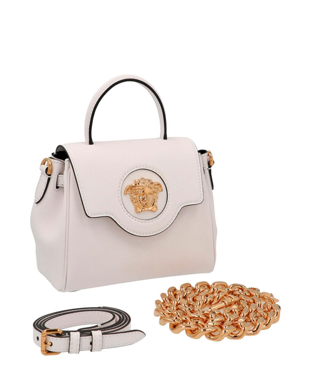 VERSACE Белая кожаная сумка тоут, фото 4