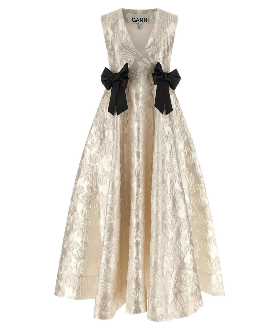 GANNI Бежевое полиэстеровое вечернее платье, фото 1
