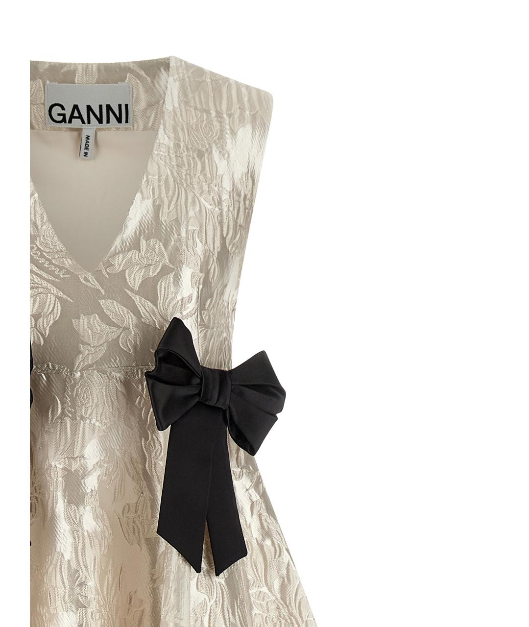 GANNI Бежевое полиэстеровое вечернее платье, фото 3