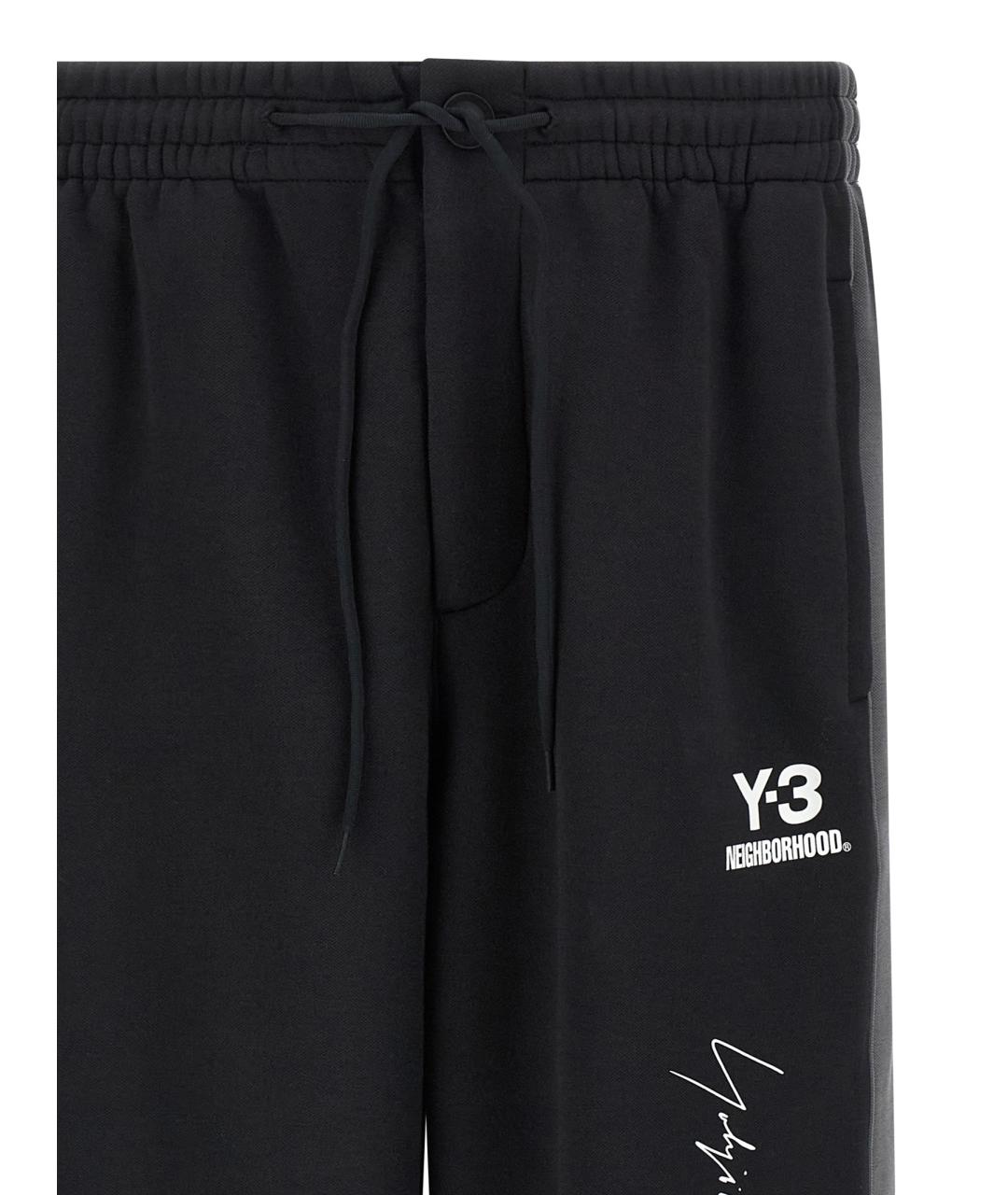 Y-3 Черные хлопковые повседневные брюки, фото 3