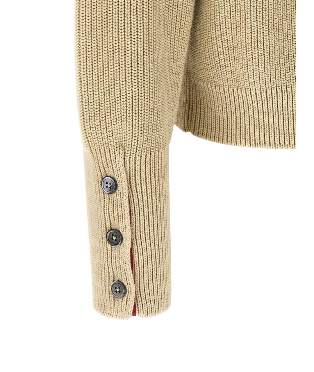 THOM BROWNE Бежевый хлопковый джемпер / свитер, фото 4