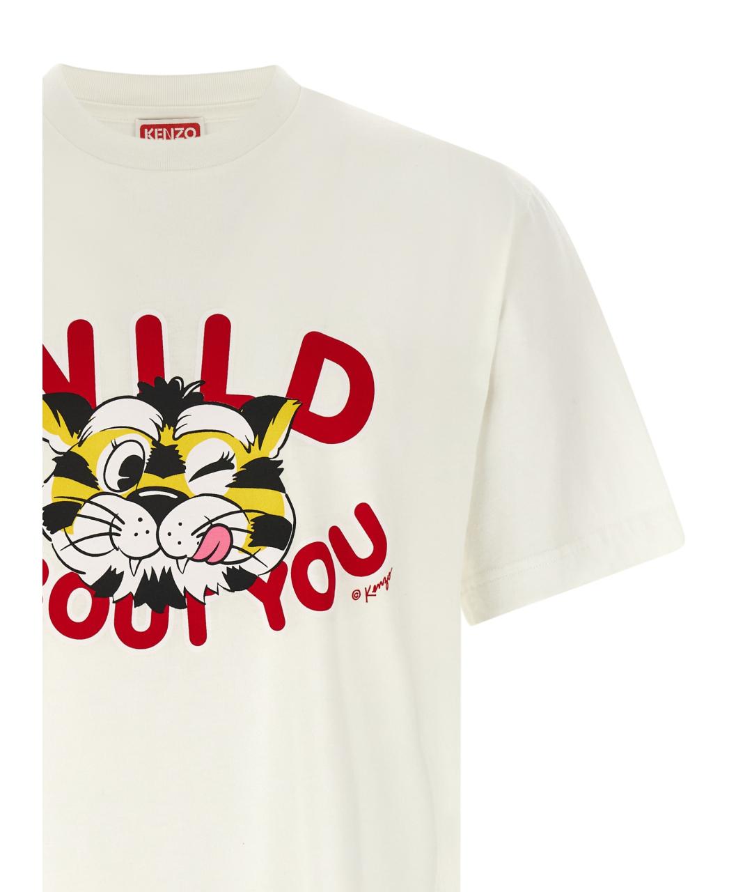 KENZO Белая хлопковая футболка, фото 3