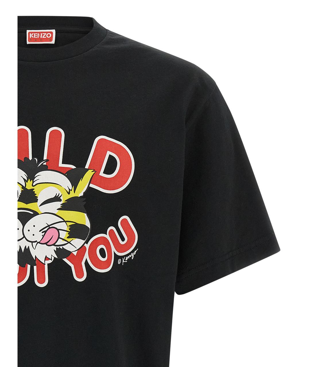 KENZO Черная хлопковая футболка, фото 3