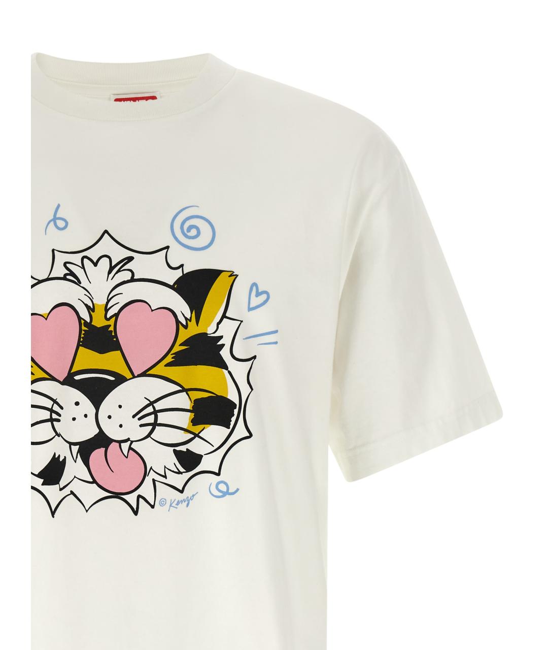 KENZO Белая хлопковая футболка, фото 3