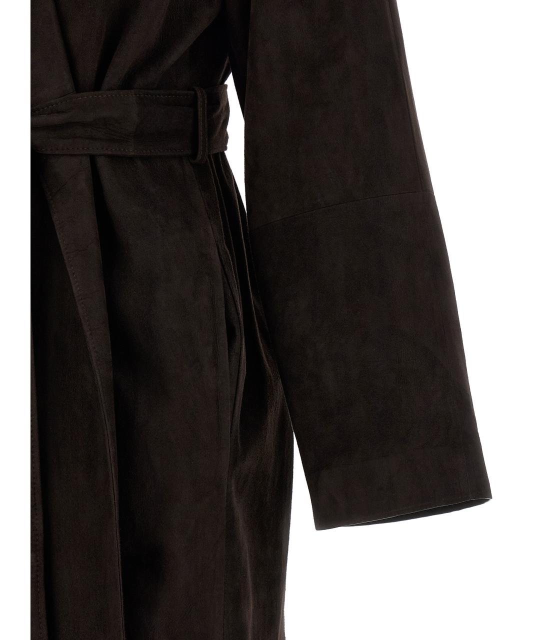 THE ROW Коричневый кожаный тренч/плащ, фото 4