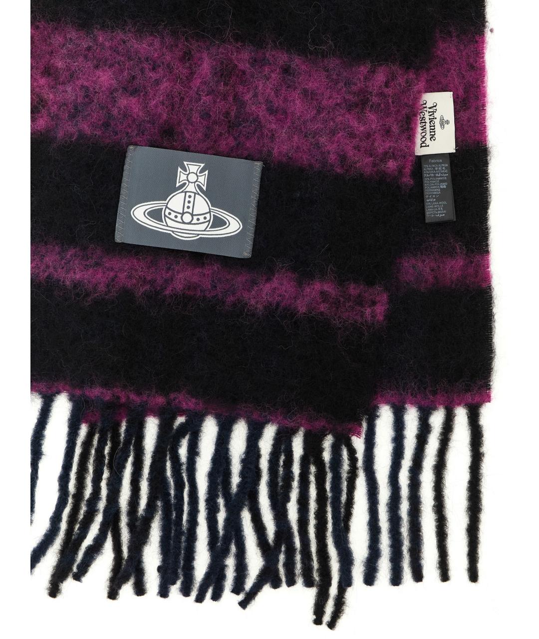 VIVIENNE WESTWOOD Фиолетовый шерстяной шарф, фото 3