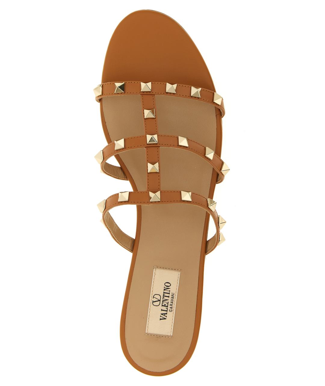 VALENTINO Бежевые кожаные босоножки, фото 4