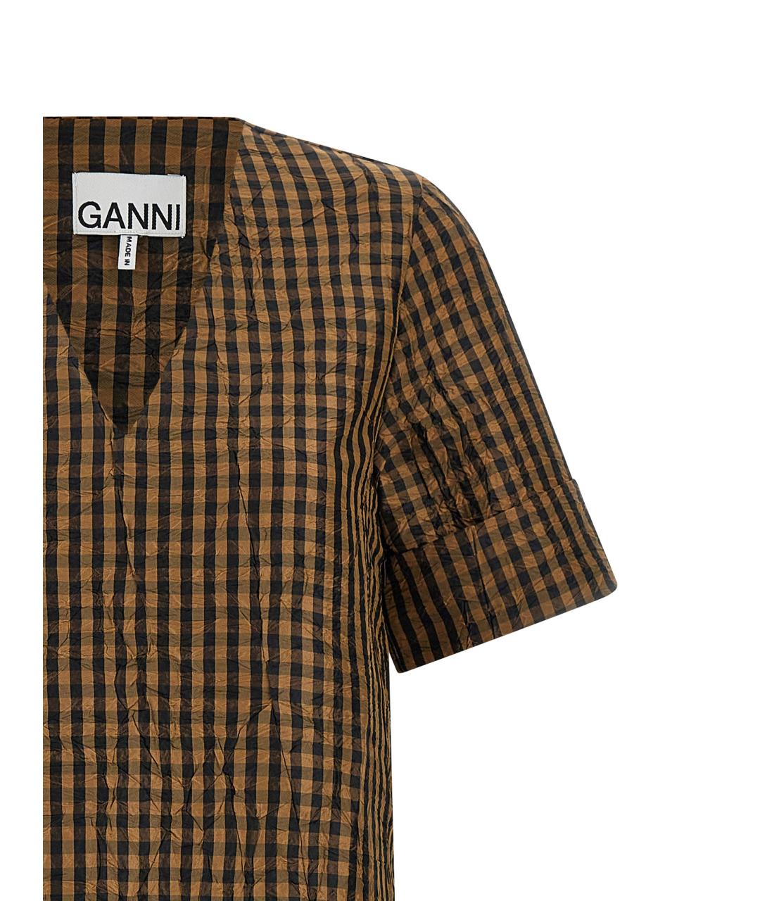 GANNI Коричневое полиэстеровое повседневное платье, фото 3