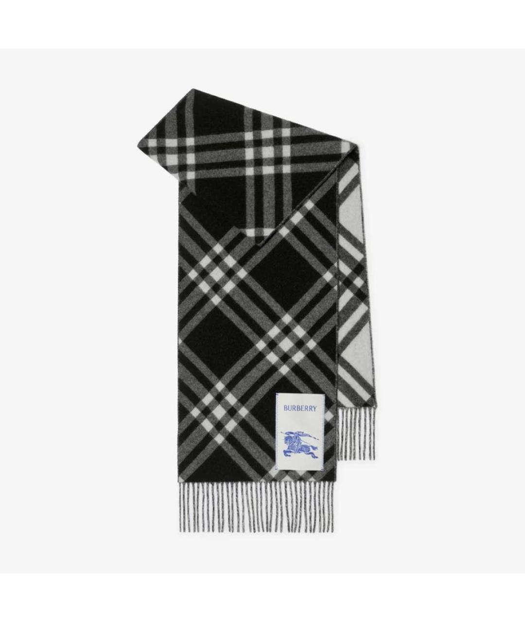 BURBERRY Черный кашемировый шарф, фото 6