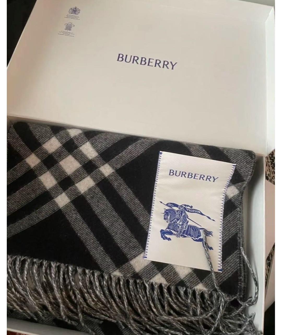 BURBERRY Черный кашемировый шарф, фото 5