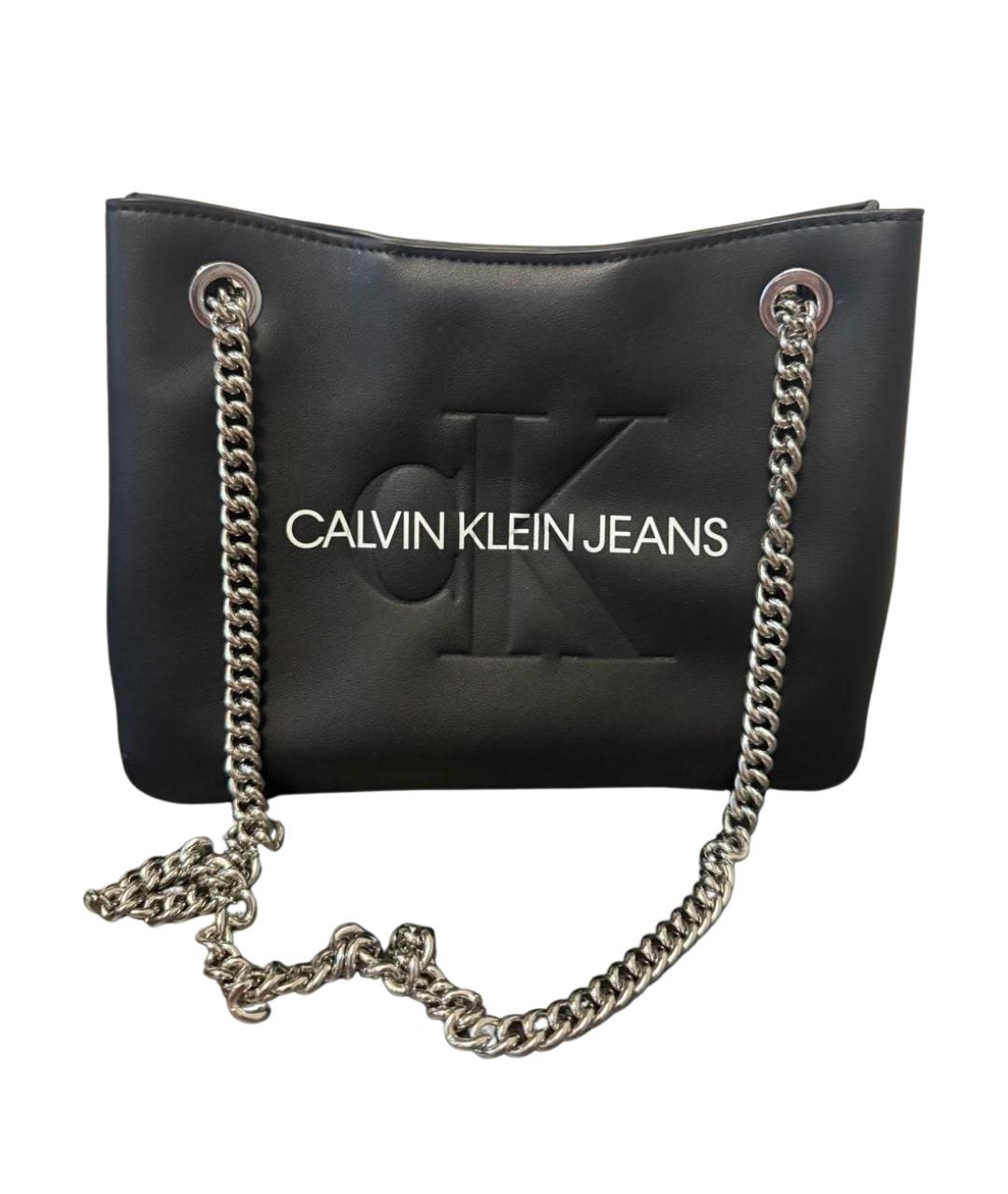 CALVIN KLEIN Черная сумка с короткими ручками из искусственной кожи, фото 1