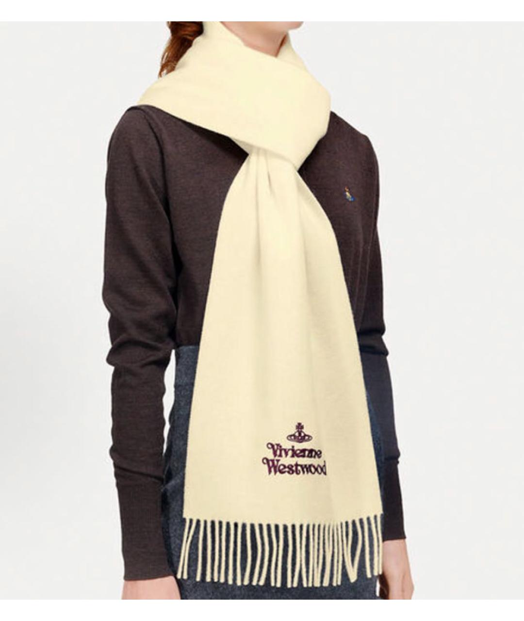 VIVIENNE WESTWOOD Белый шерстяной шарф, фото 5