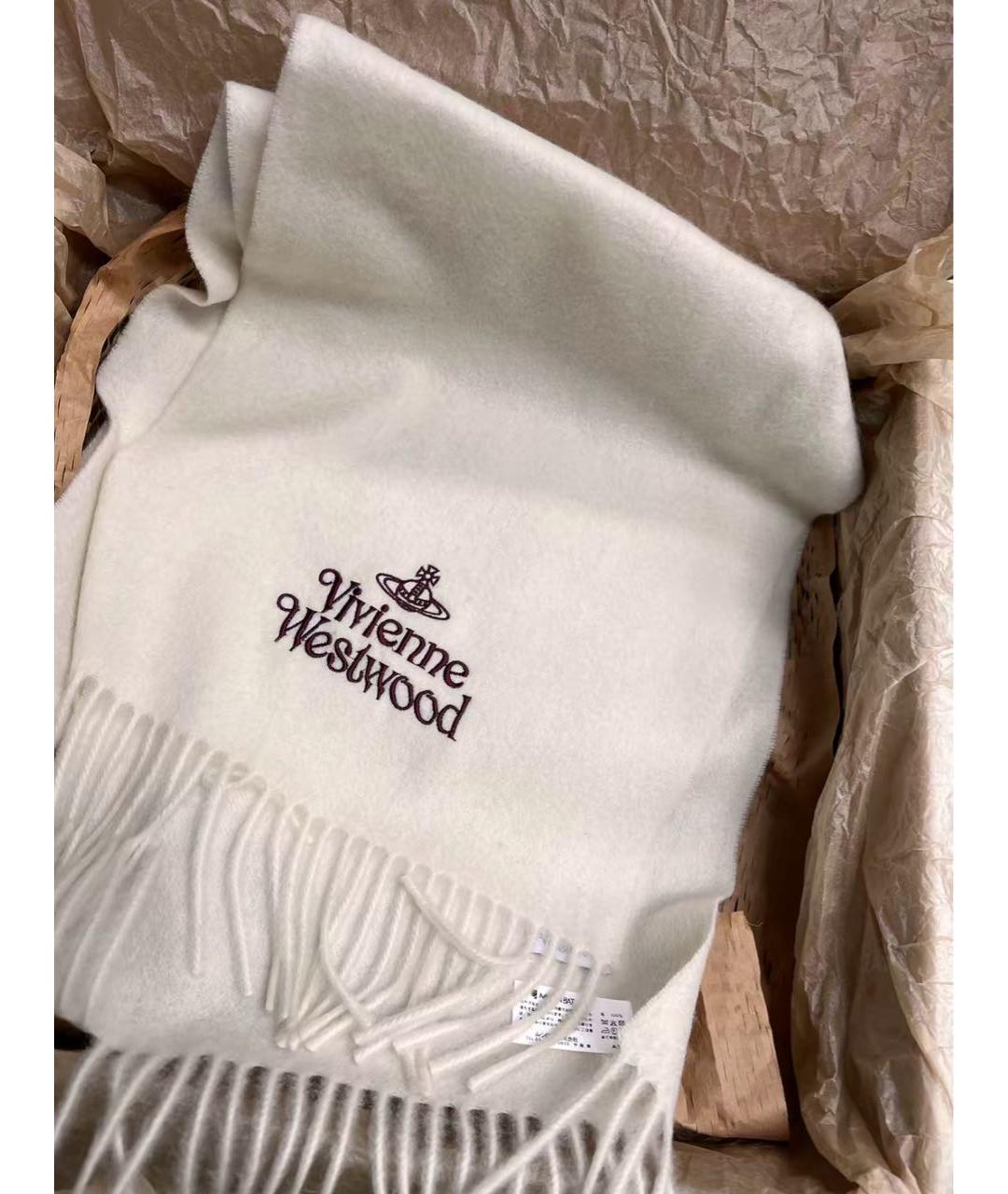 VIVIENNE WESTWOOD Белый шерстяной шарф, фото 4