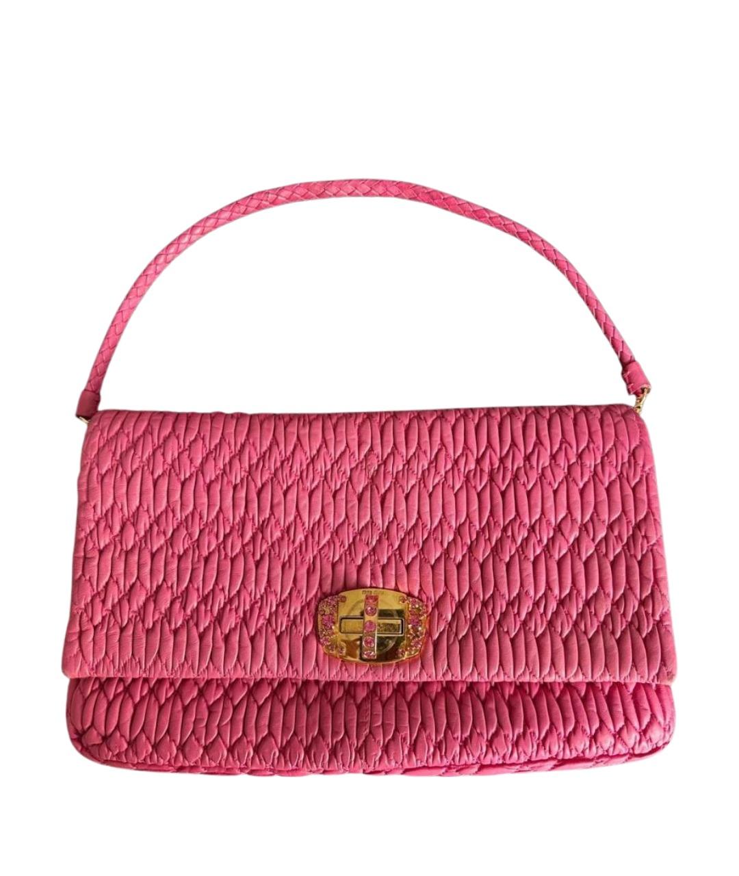 MIU MIU Розовая кожаная сумка с короткими ручками, фото 1