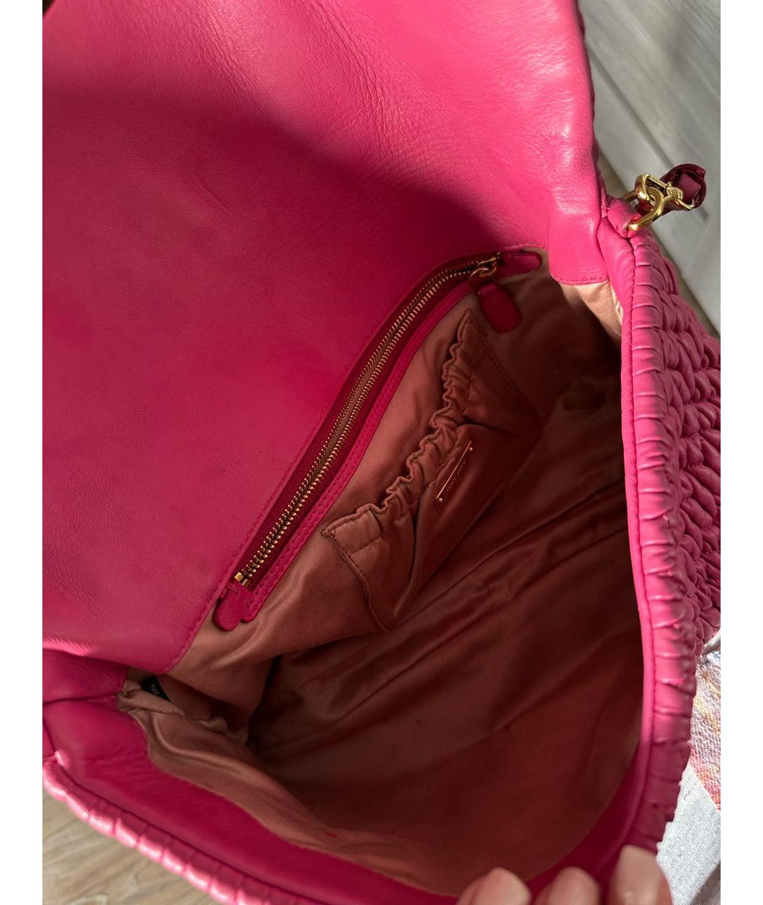 MIU MIU Розовая кожаная сумка с короткими ручками, фото 5