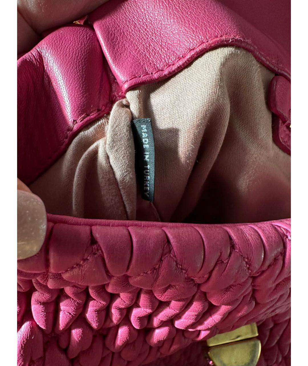 MIU MIU Розовая кожаная сумка с короткими ручками, фото 6