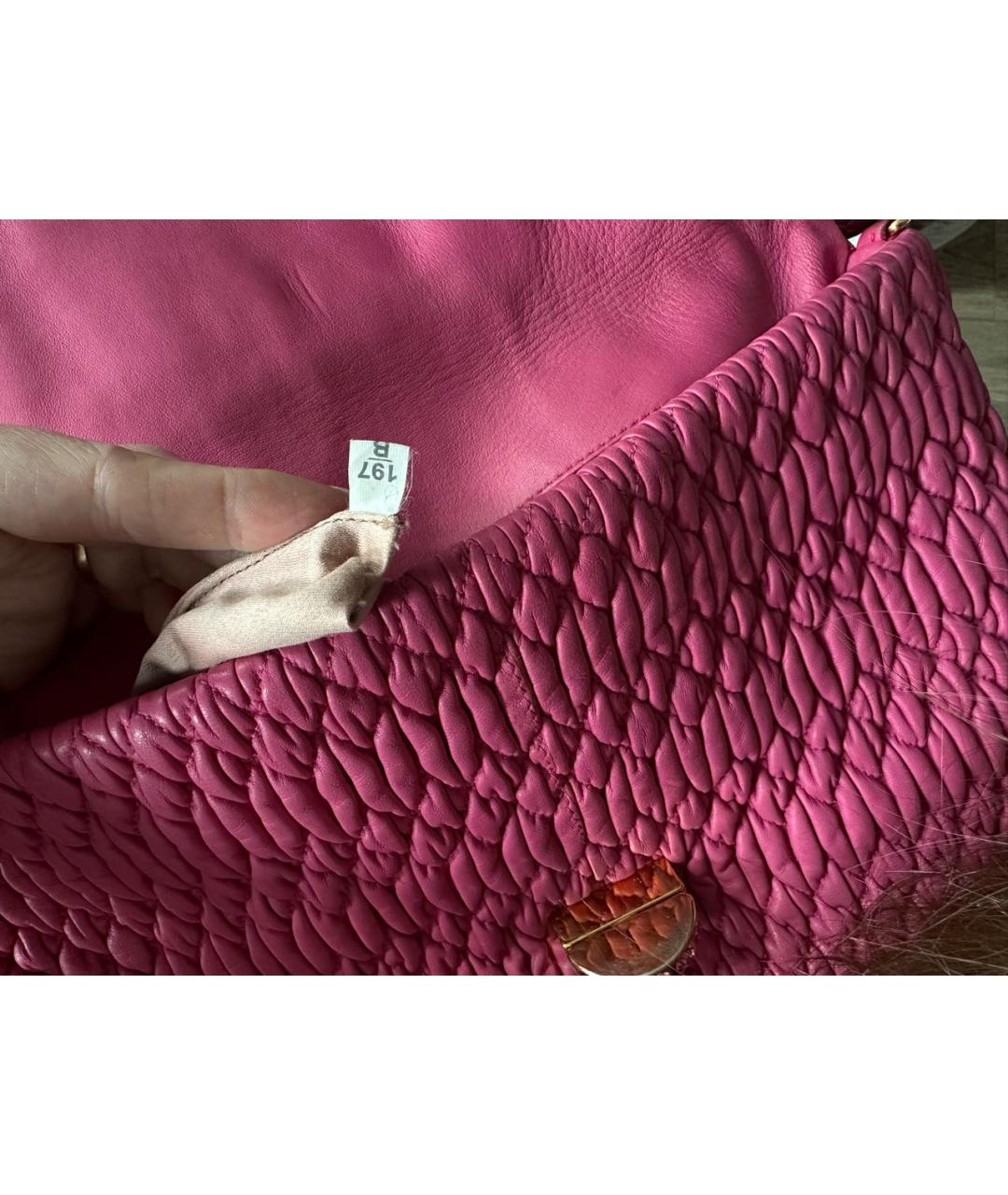 MIU MIU Розовая кожаная сумка с короткими ручками, фото 7