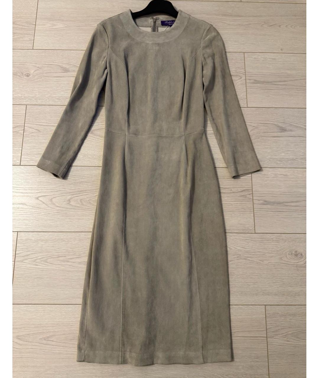 RALPH LAUREN Серое замшевое повседневное платье, фото 4