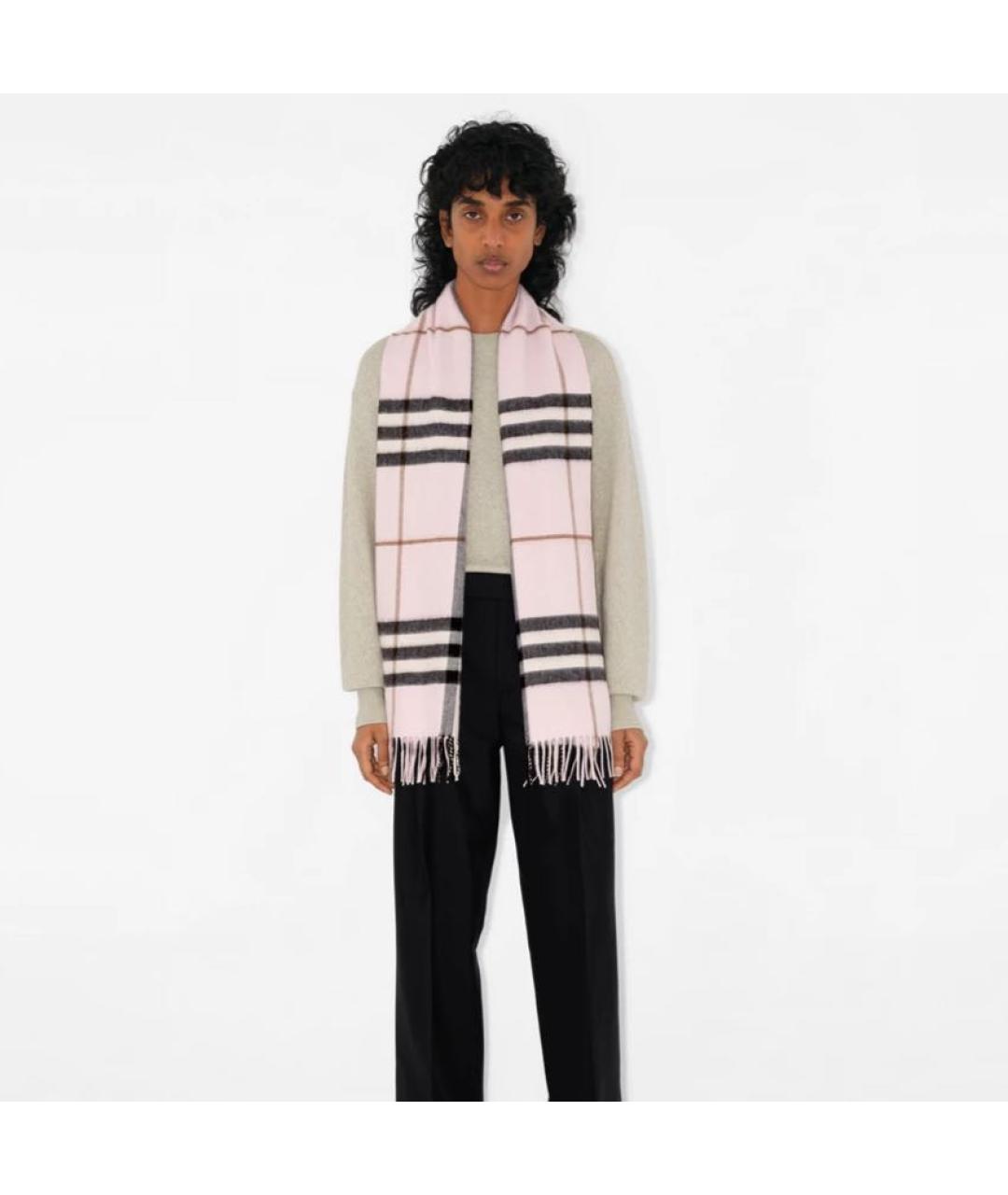 BURBERRY Розовый кашемировый шарф, фото 3