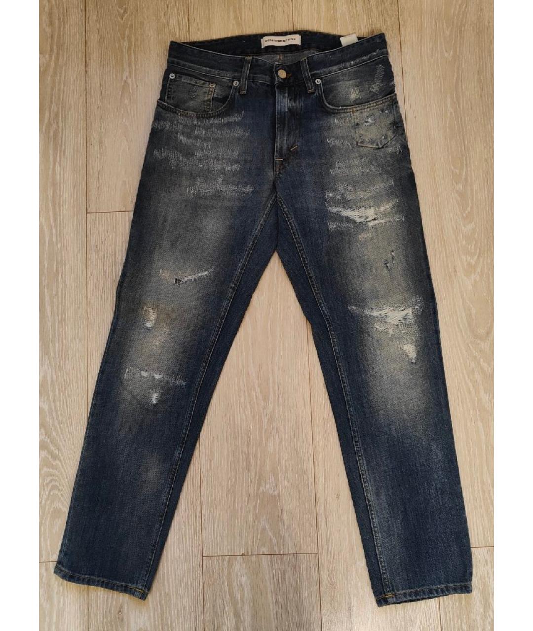 DEPARTMENT 5 Синие хлопковые прямые джинсы, фото 7