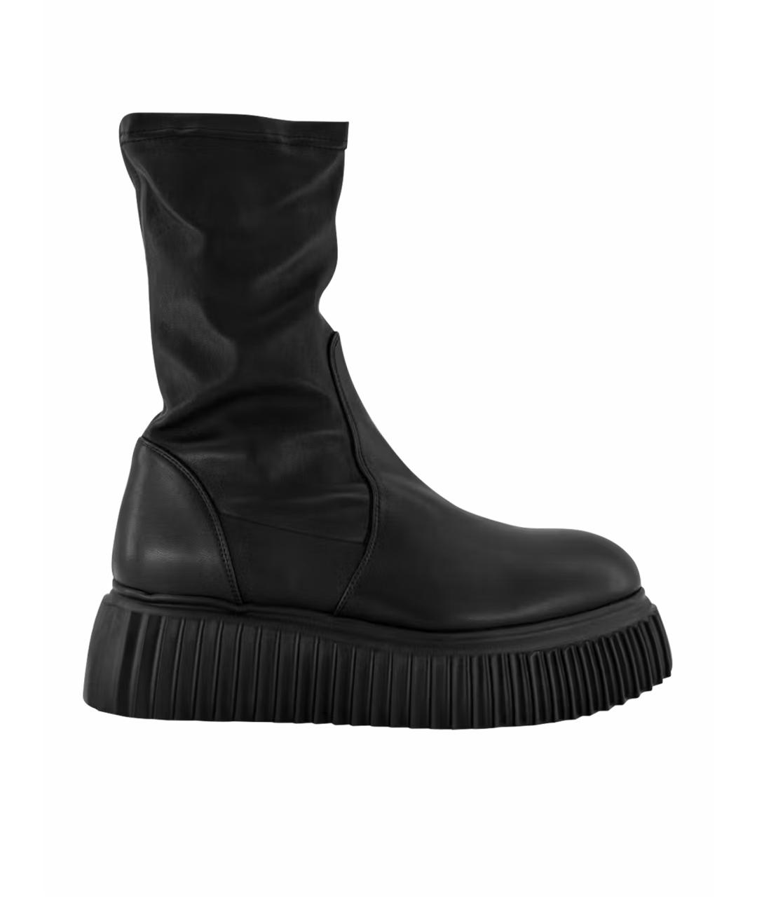 AGL Черные кожаные полусапоги, фото 1