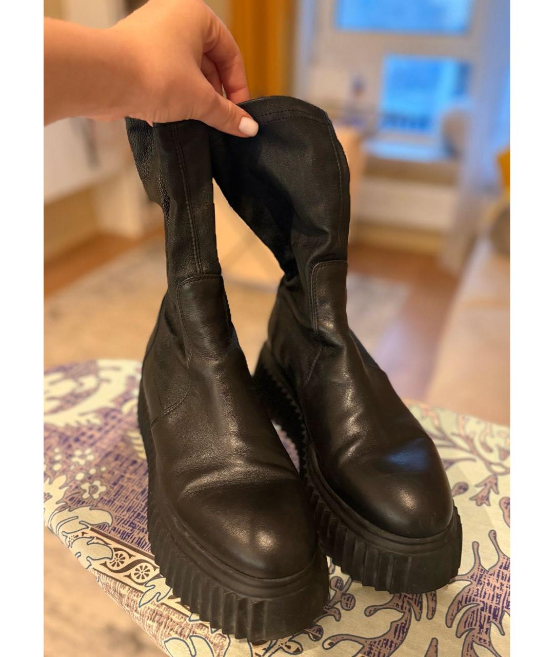 AGL Черные кожаные полусапоги, фото 2
