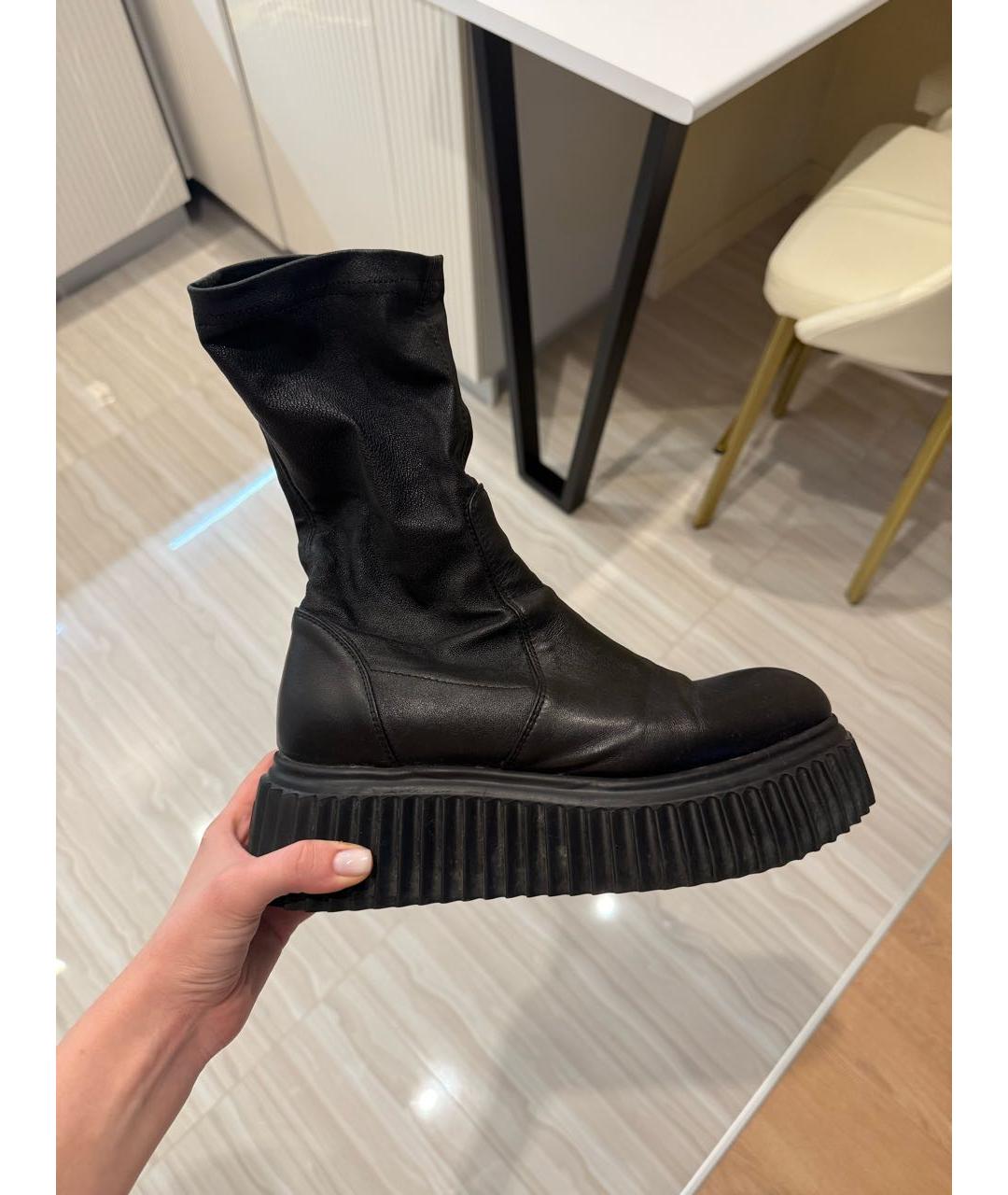 AGL Черные кожаные полусапоги, фото 5
