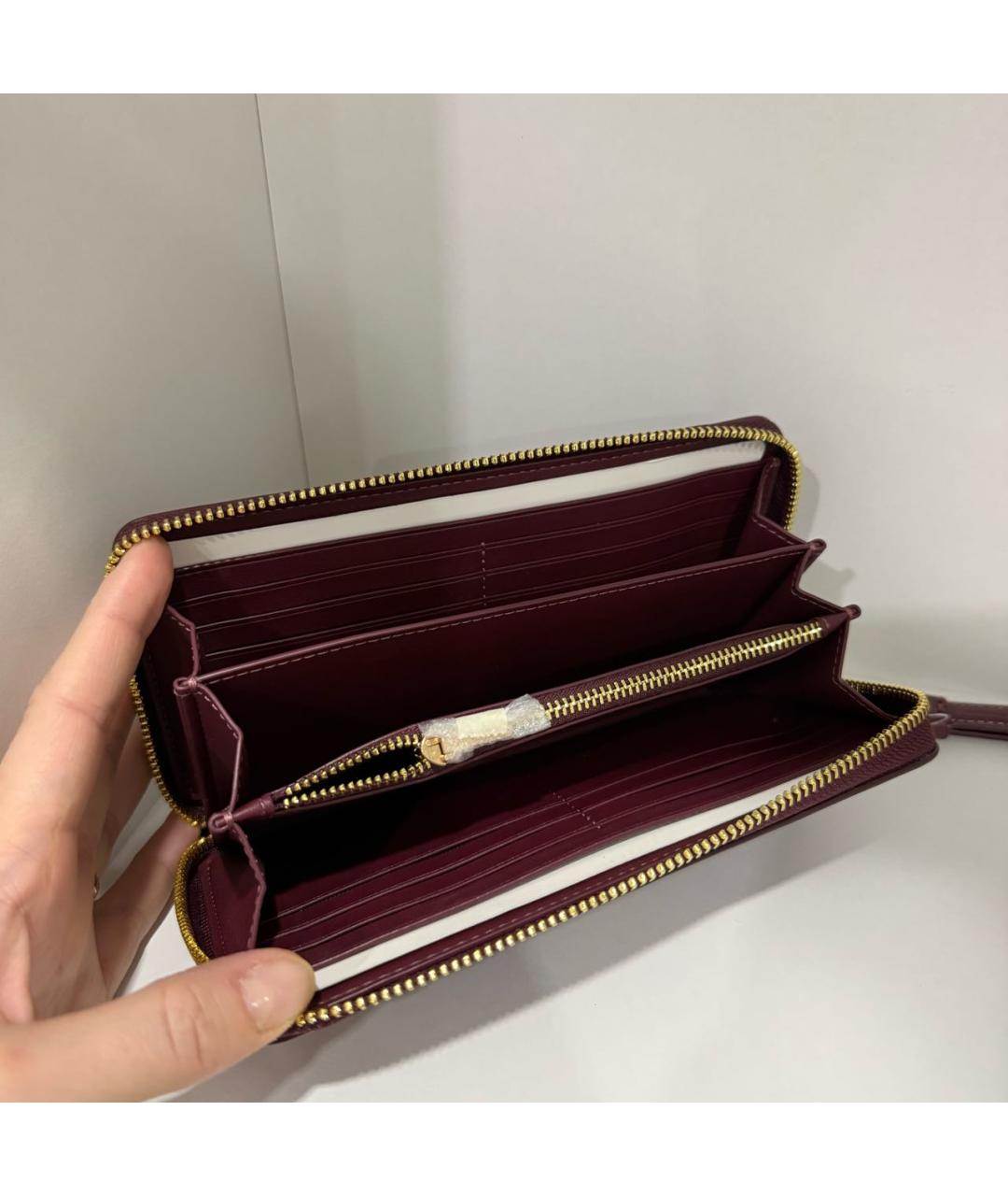COACH Бордовый кожаный кошелек, фото 4