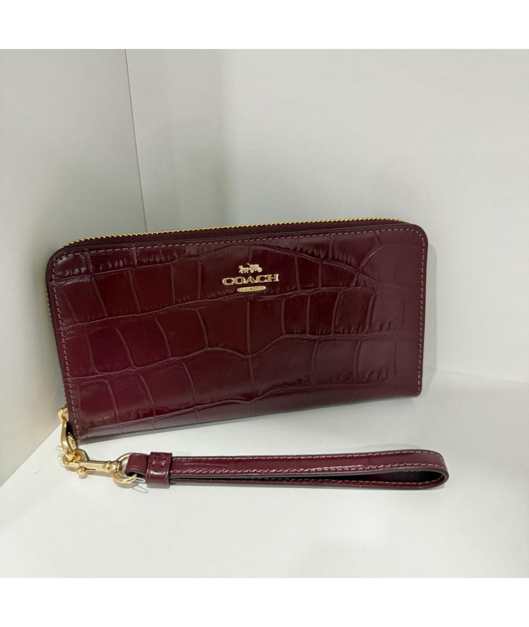 COACH Бордовый кожаный кошелек, фото 5