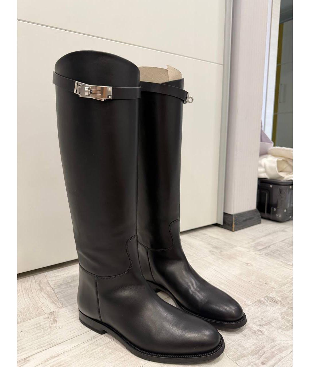 HERMES Черные кожаные сапоги, фото 7