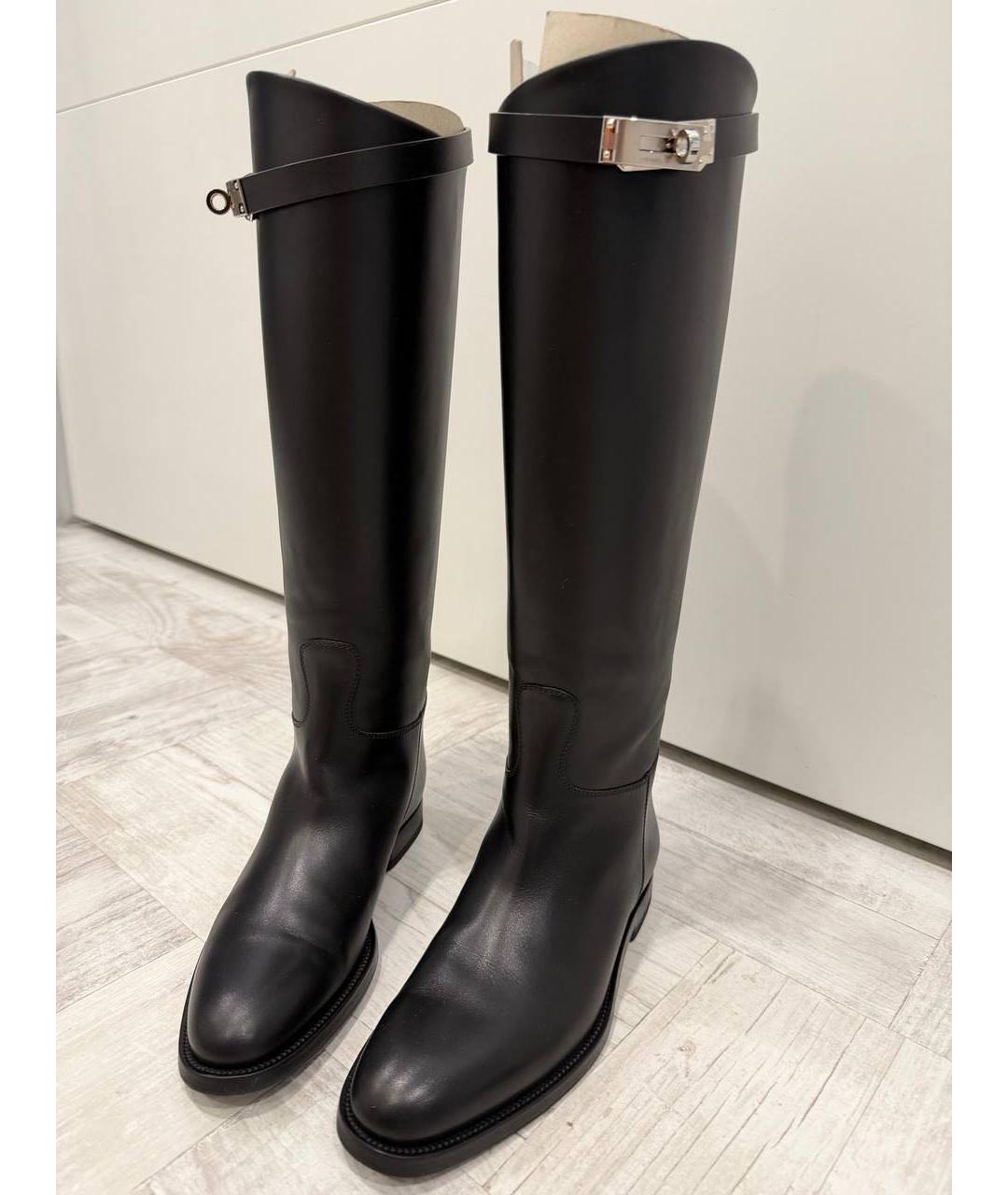 HERMES Черные кожаные сапоги, фото 2