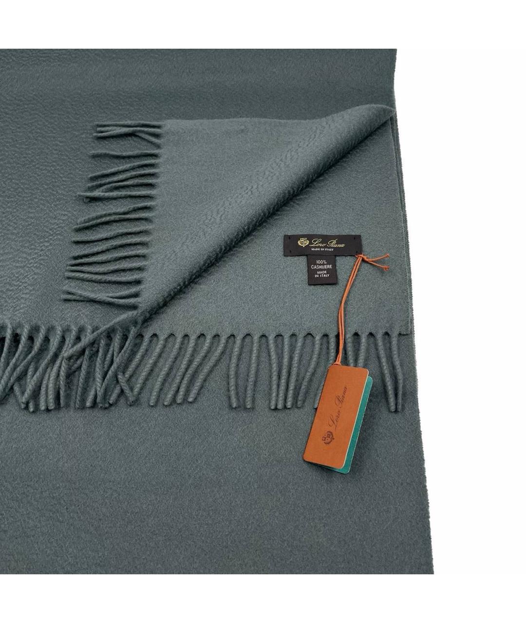 LORO PIANA Хаки кашемировый шарф, фото 2