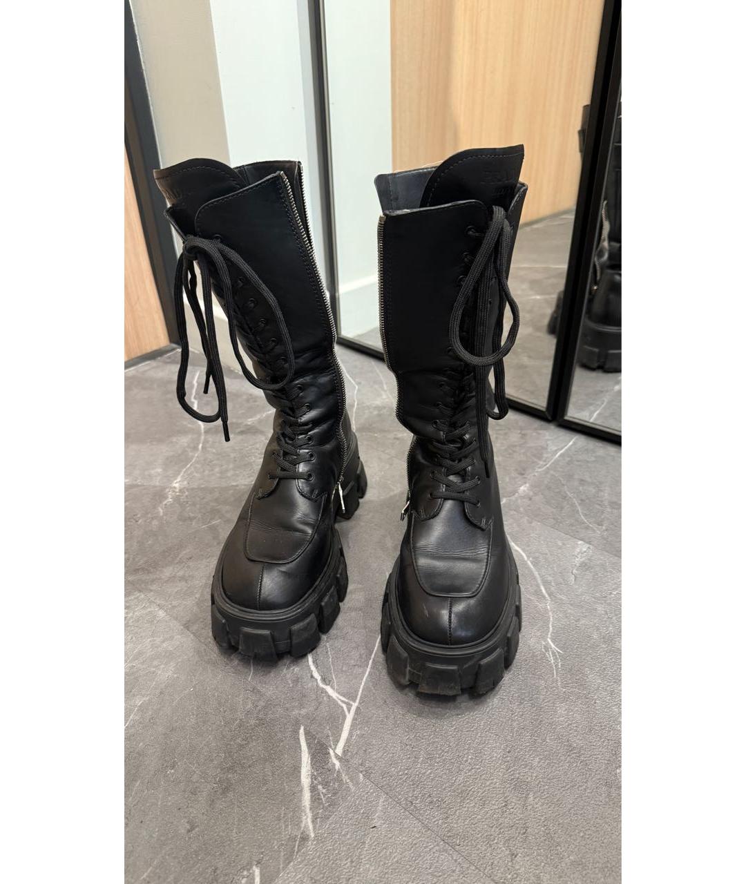PRADA Черные кожаные ботинки, фото 2