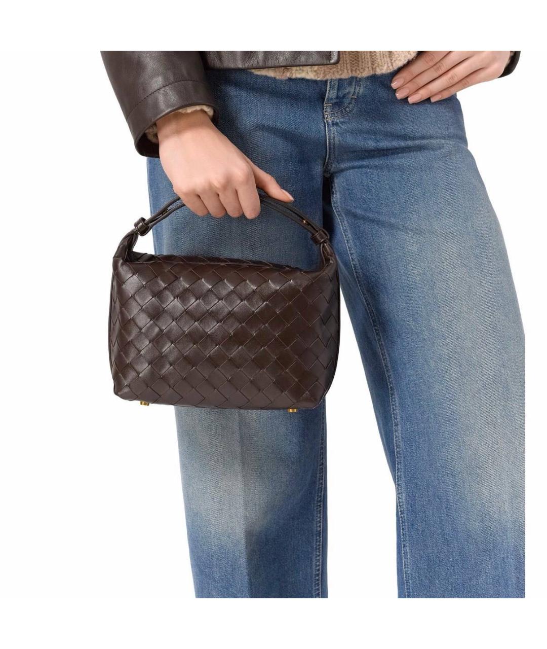 BOTTEGA VENETA Коричневая кожаная сумка с короткими ручками, фото 2