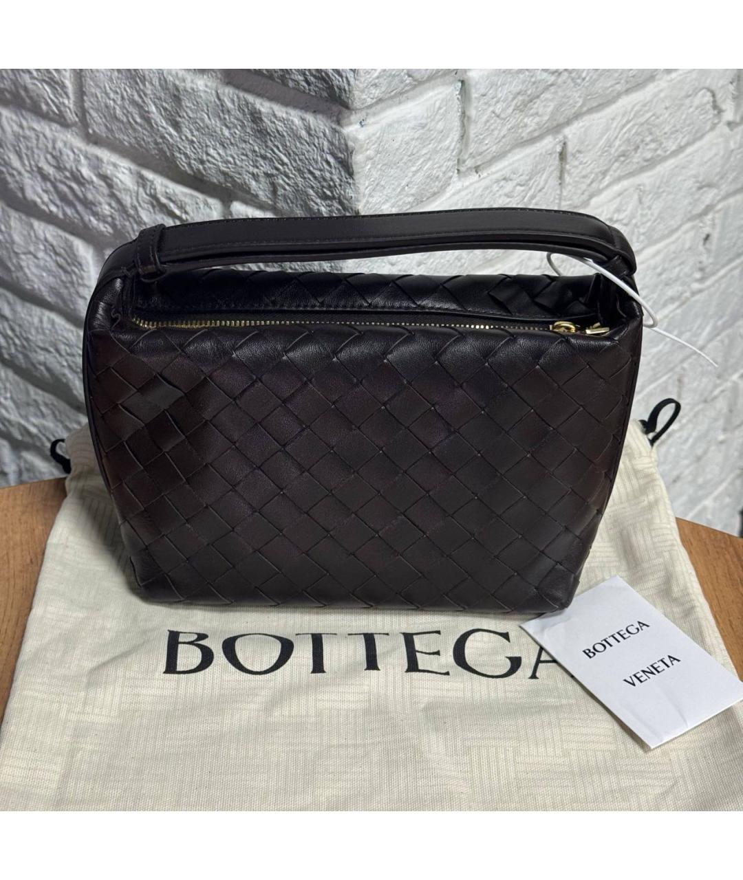 BOTTEGA VENETA Коричневая кожаная сумка с короткими ручками, фото 4
