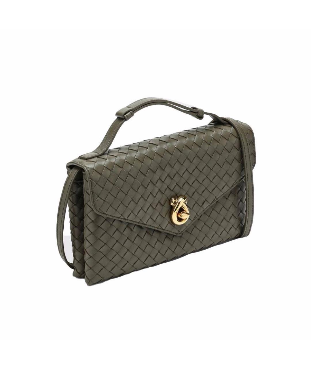 BOTTEGA VENETA Хаки кожаная сумка через плечо, фото 2
