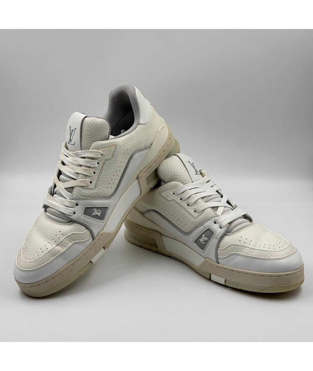 LOUIS VUITTON Бежевые кожаные низкие кроссовки / кеды, фото 4