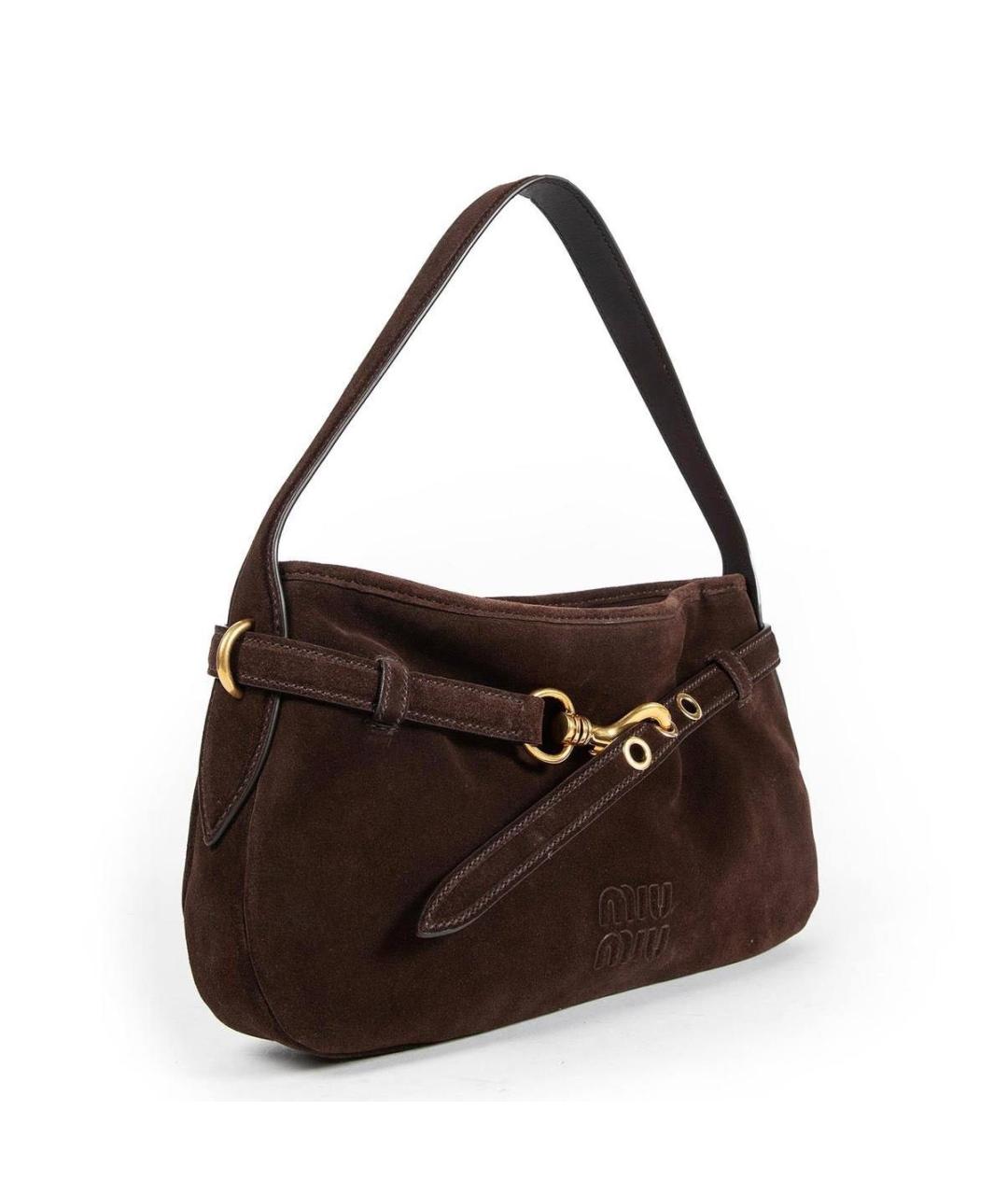 MIU MIU Коричневая замшевая сумка с короткими ручками, фото 2