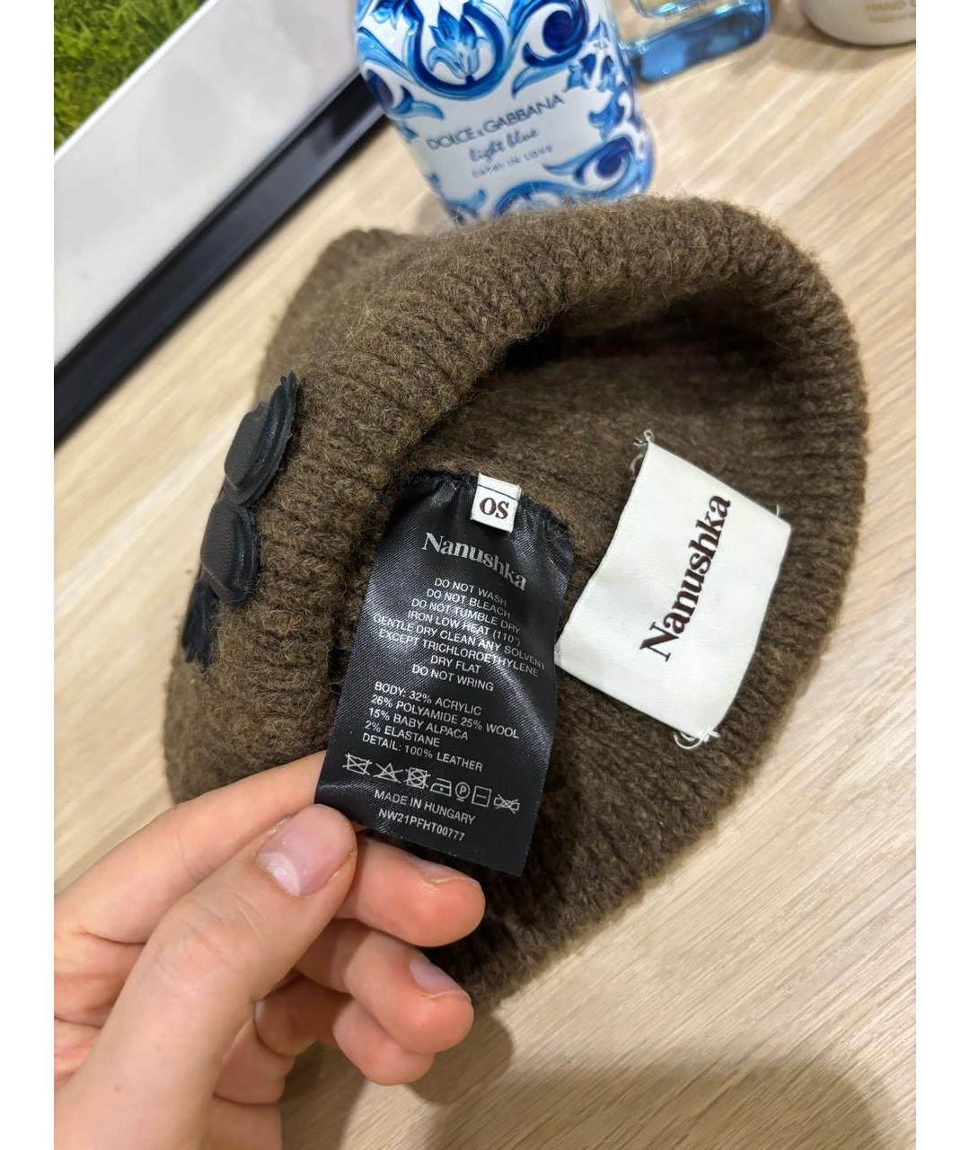 NANUSHKA Коричневая шерстяная шапка, фото 3