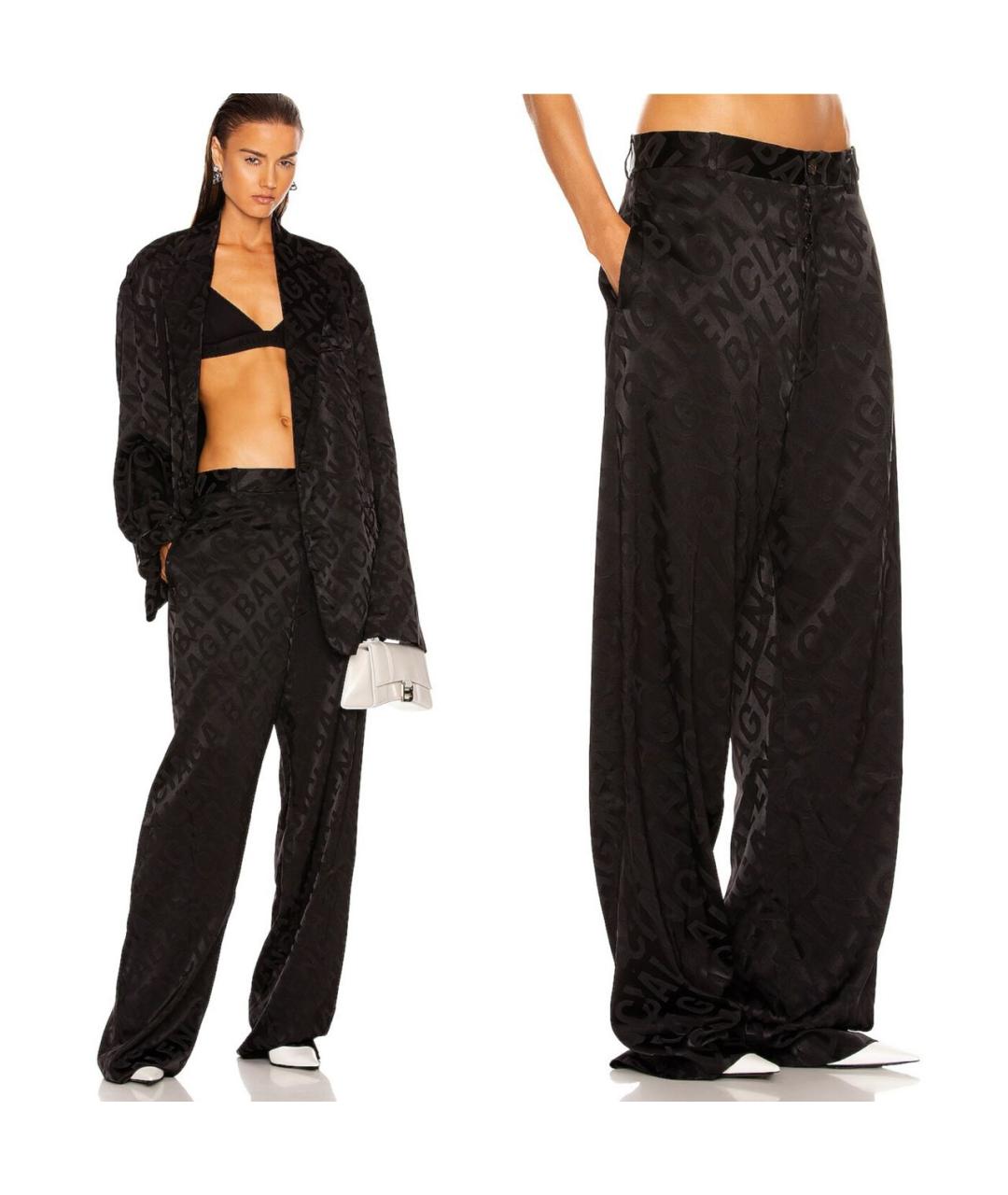 BALENCIAGA Черные вискозные брюки широкие, фото 2