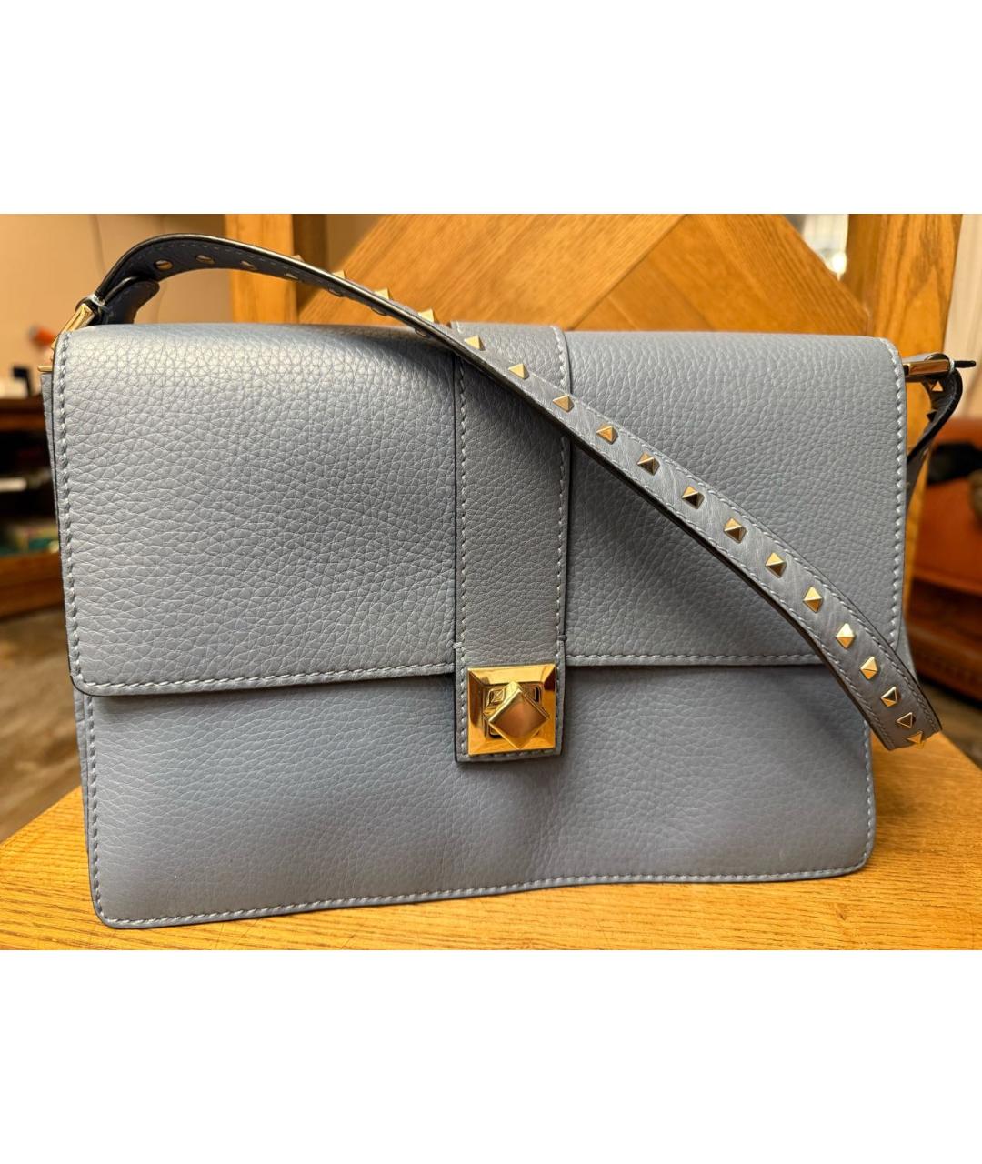 VALENTINO Голубая кожаная сумка через плечо, фото 6