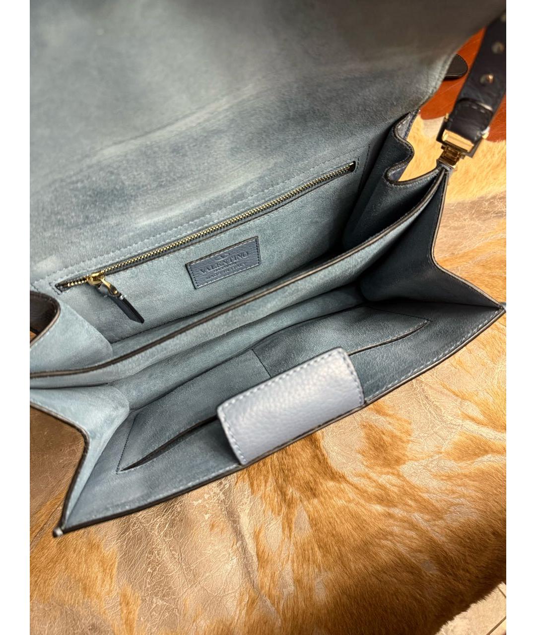 VALENTINO Голубая кожаная сумка через плечо, фото 5