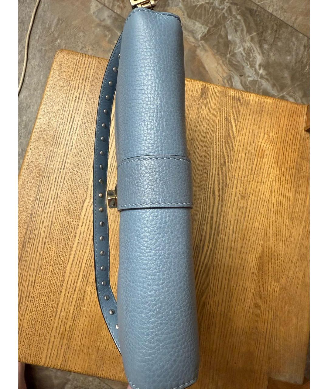 VALENTINO Голубая кожаная сумка через плечо, фото 4