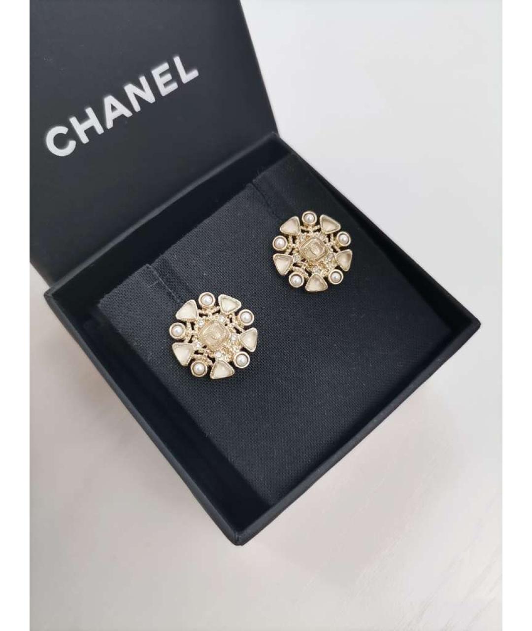 CHANEL Золотые металлические серьги, фото 2