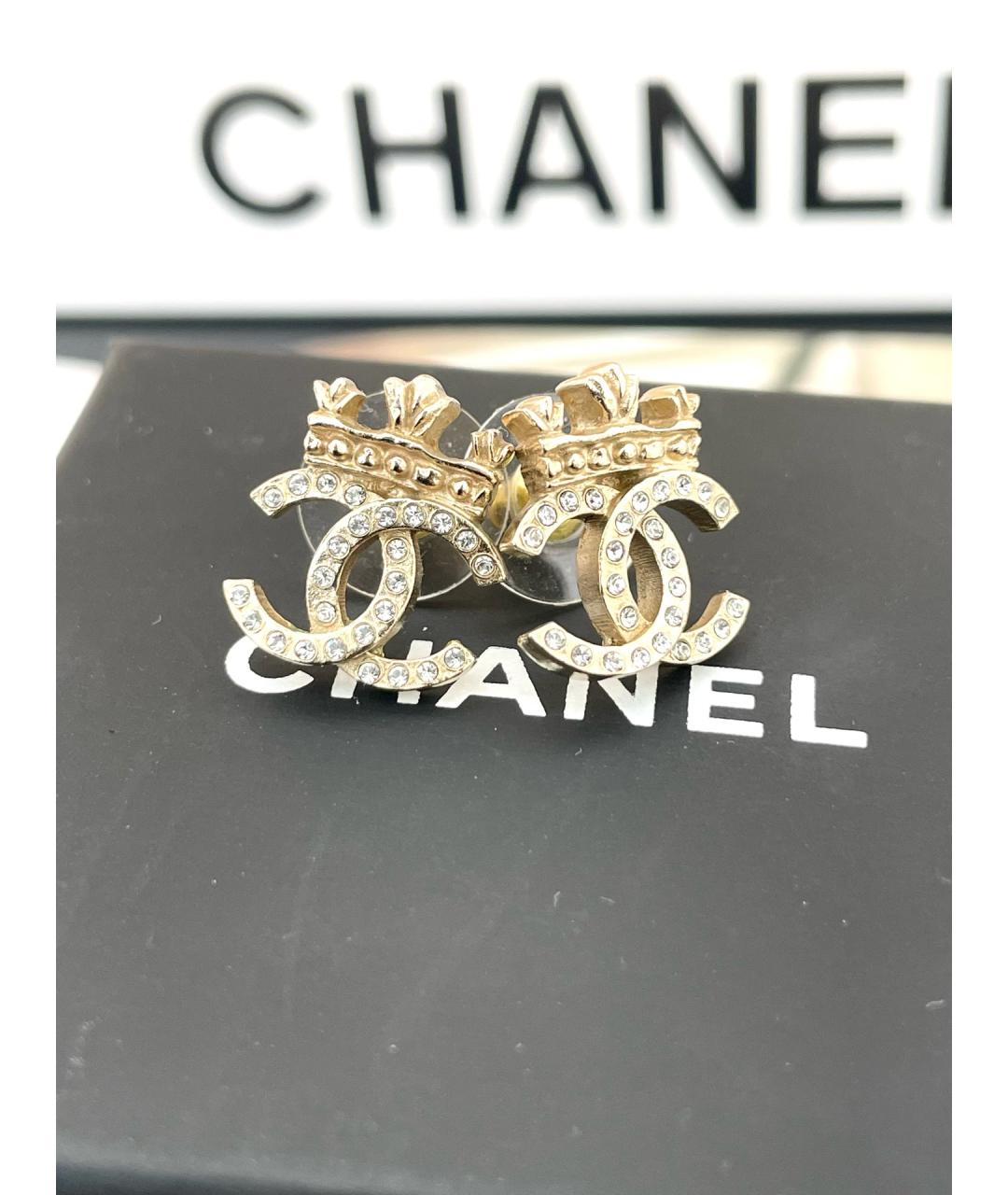 CHANEL Золотые металлические серьги, фото 2