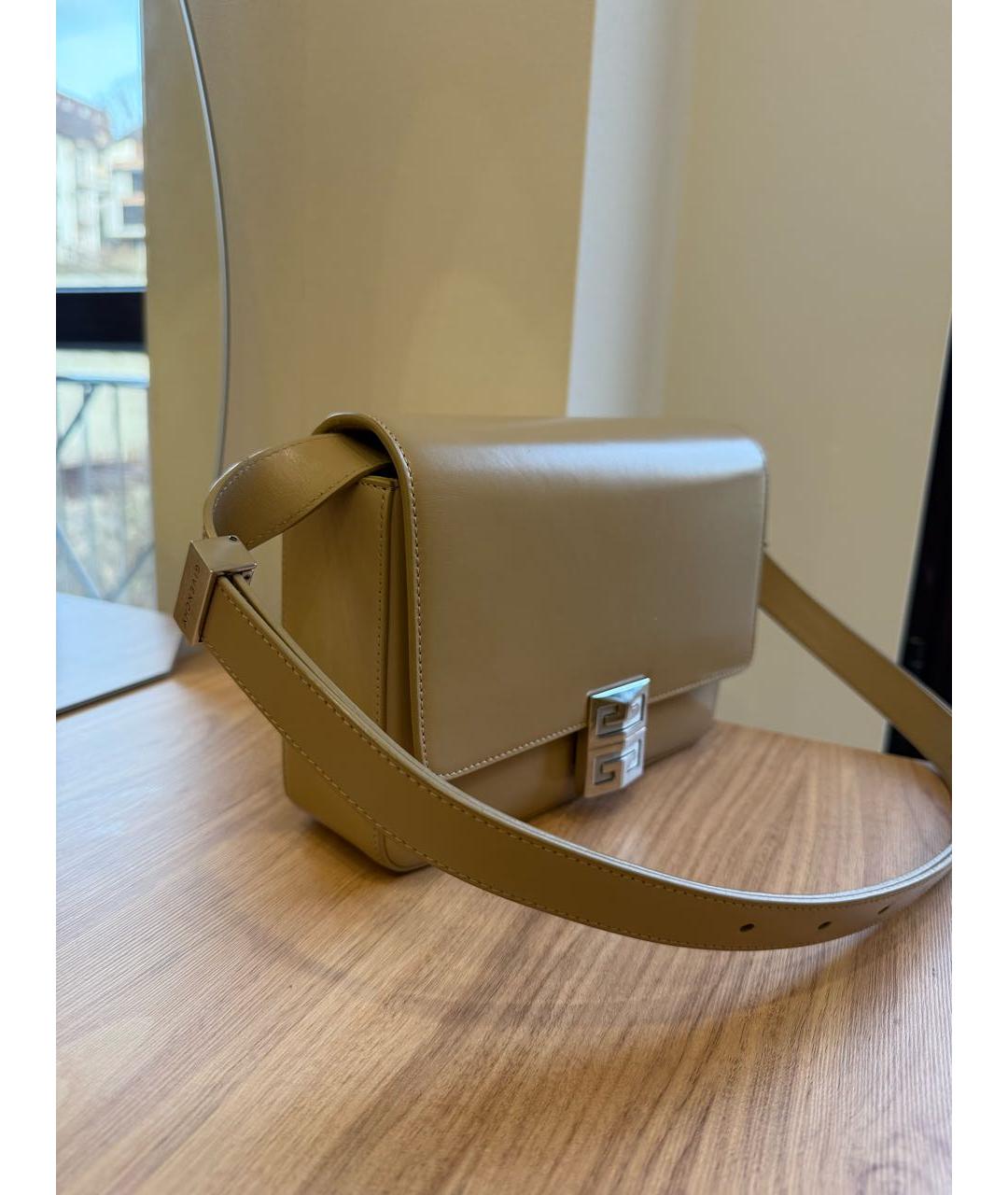 GIVENCHY Бежевая кожаная сумка с короткими ручками, фото 2