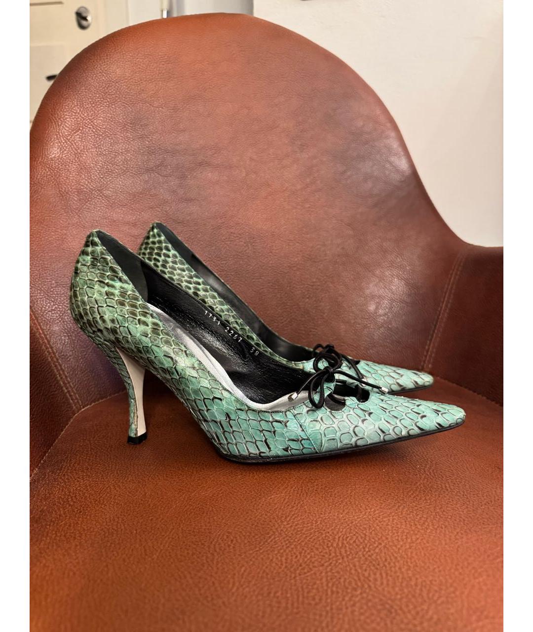 DOLCE&GABBANA Бирюзовые туфли из экзотической кожи, фото 8