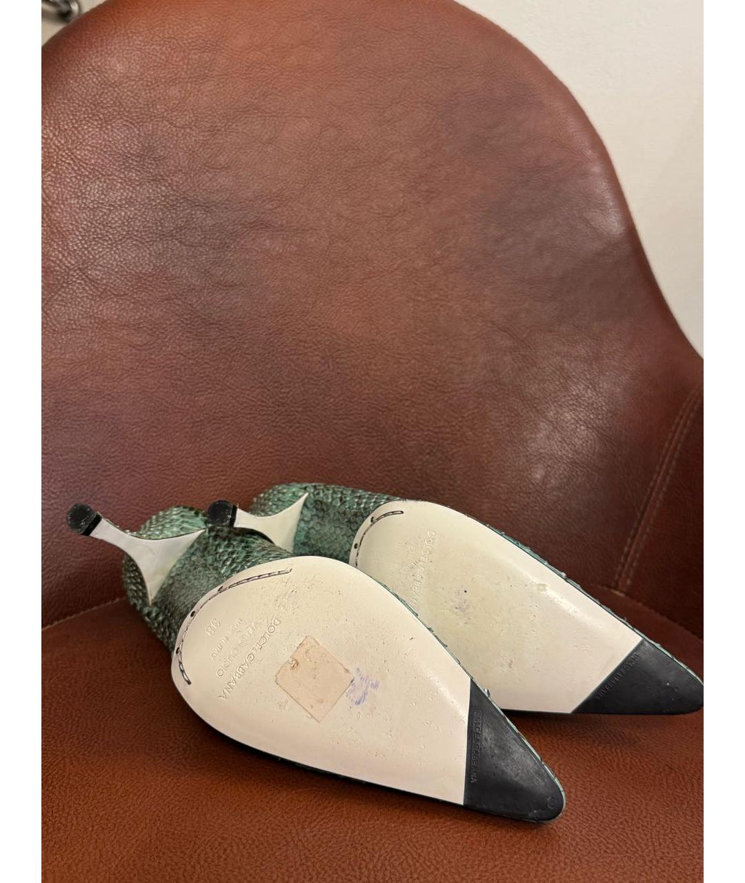 DOLCE&GABBANA Бирюзовые туфли из экзотической кожи, фото 6